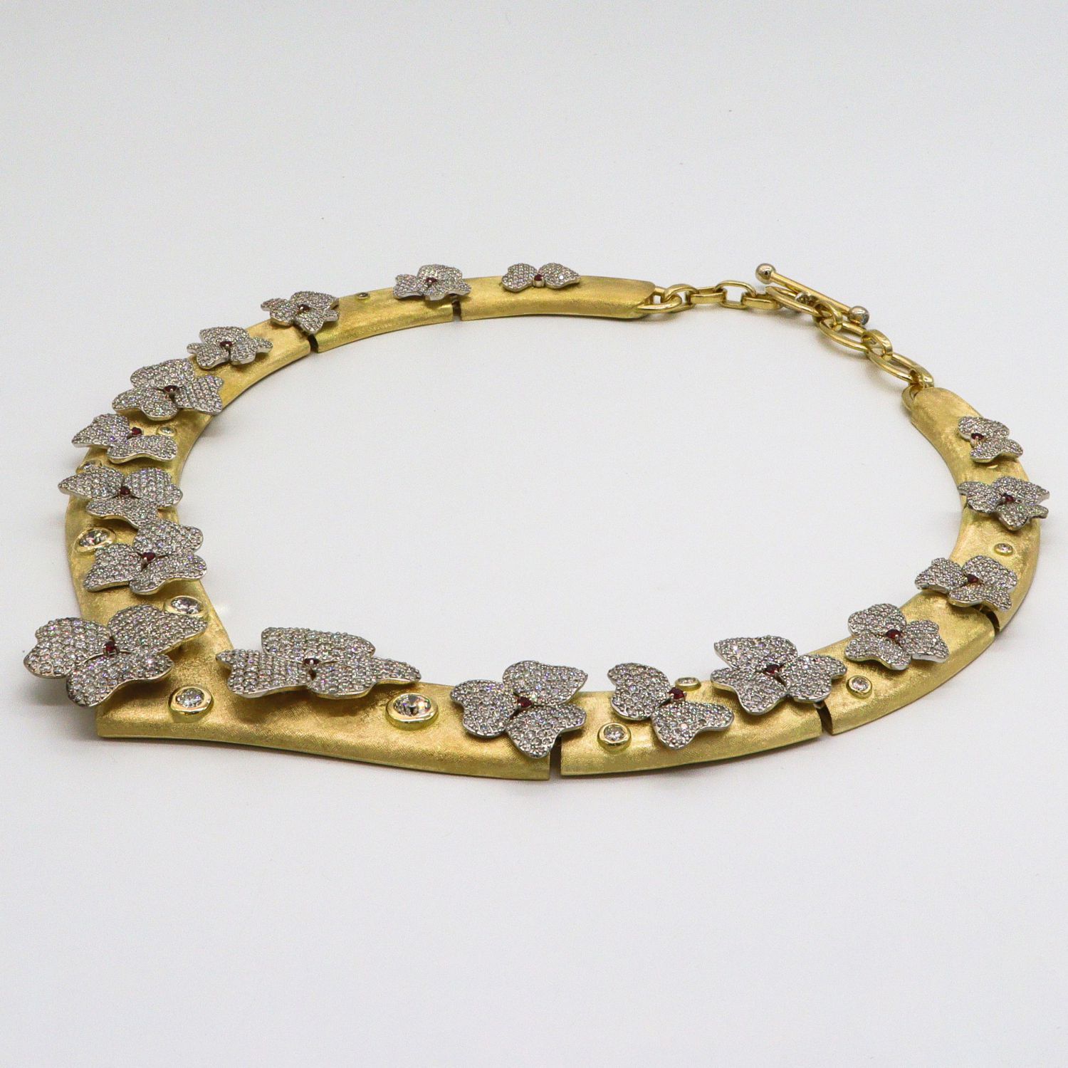925 Silver Gold Plated Butter butterfly flower Cubic Zercon Necklace Jewelry